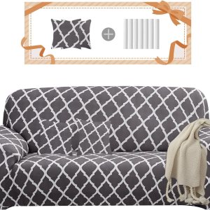 Miaotto Funda elástica para sofá de 1 pieza, funda para sofá de 2 cojines, apta para mascotas y perros, con 2 fundas de almohada, protector de Miaotto Funda elástica para sofá de 1 pieza, funda para sofá de 2 cojines, apta para mascotas y perros, con 2 fundas de almohada, protector de