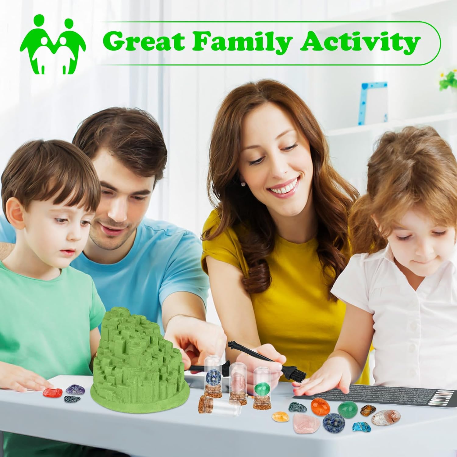 Kit de excavación de piedras preciosas (forma única), gran kit de ciencia STEM para niños, excava tus propias 12 piedras preciosas reales, juguetes