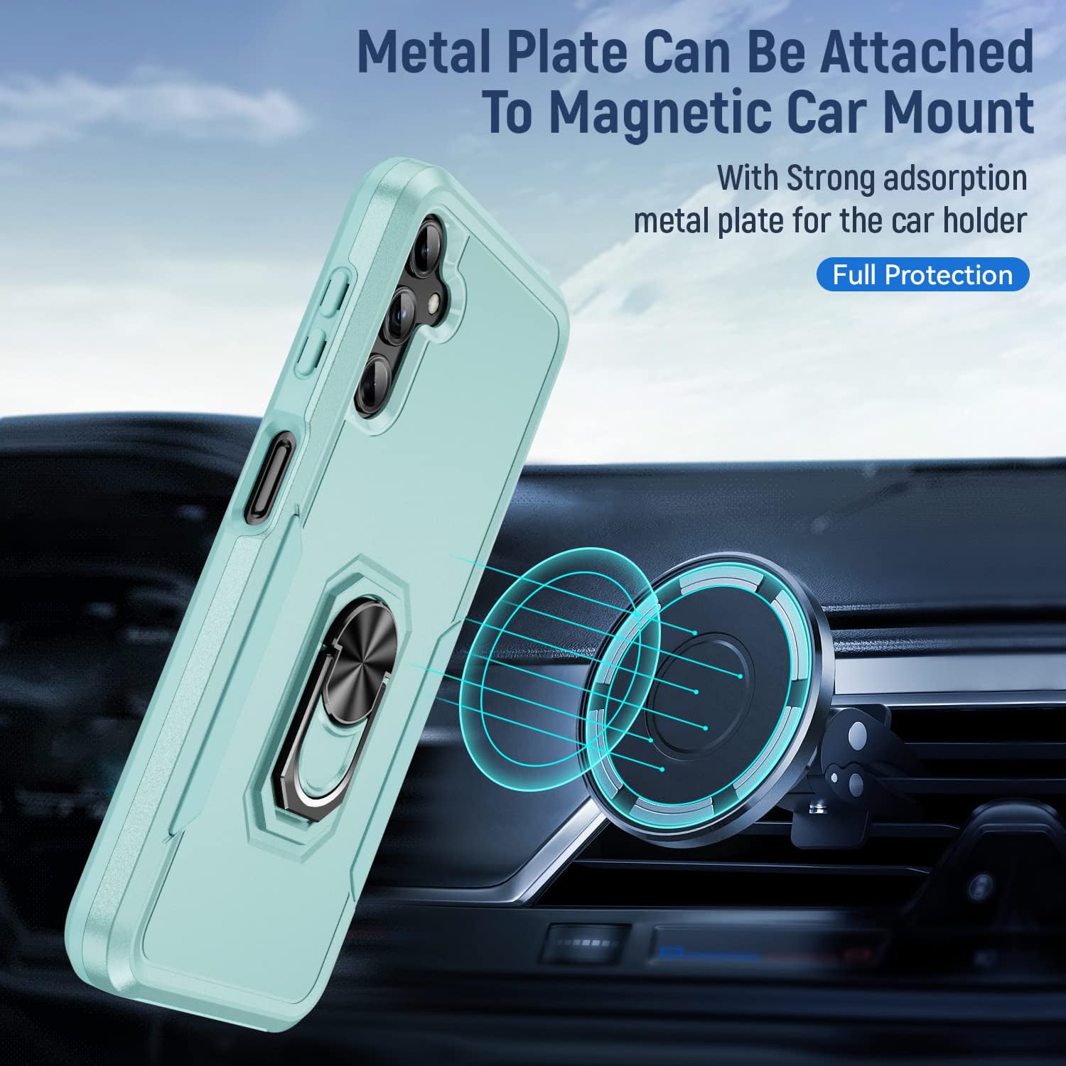 Fucozan Funda para Samsung Galaxy A14 5G con protector de pantalla con anillo de soporte, resistente protección de grado militar a prueba de golpes