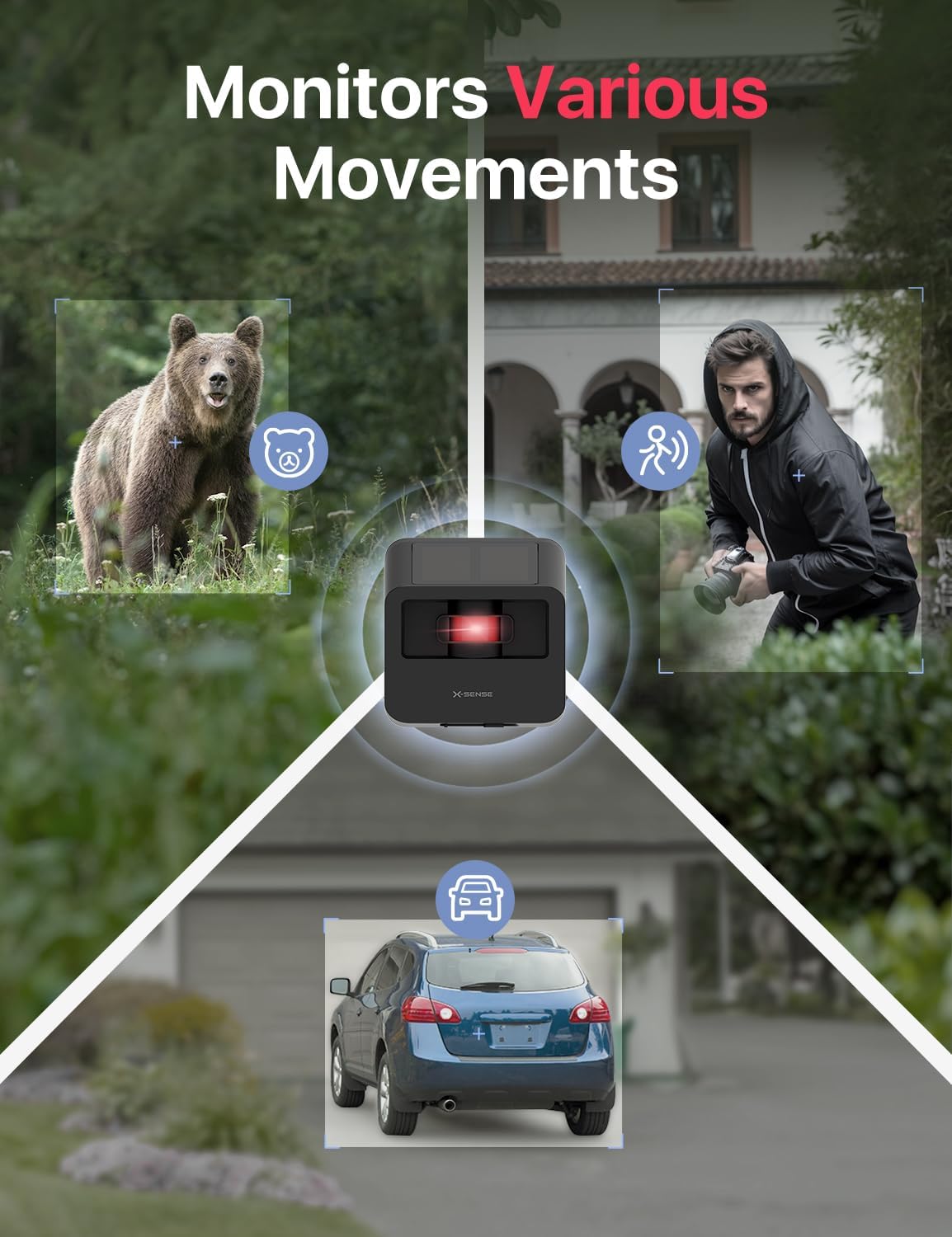 X-Sense Alarma de entrada, alarma de entrada inteligente con energía solar de largo alcance, aplicación para alerta de entrada personalizable,