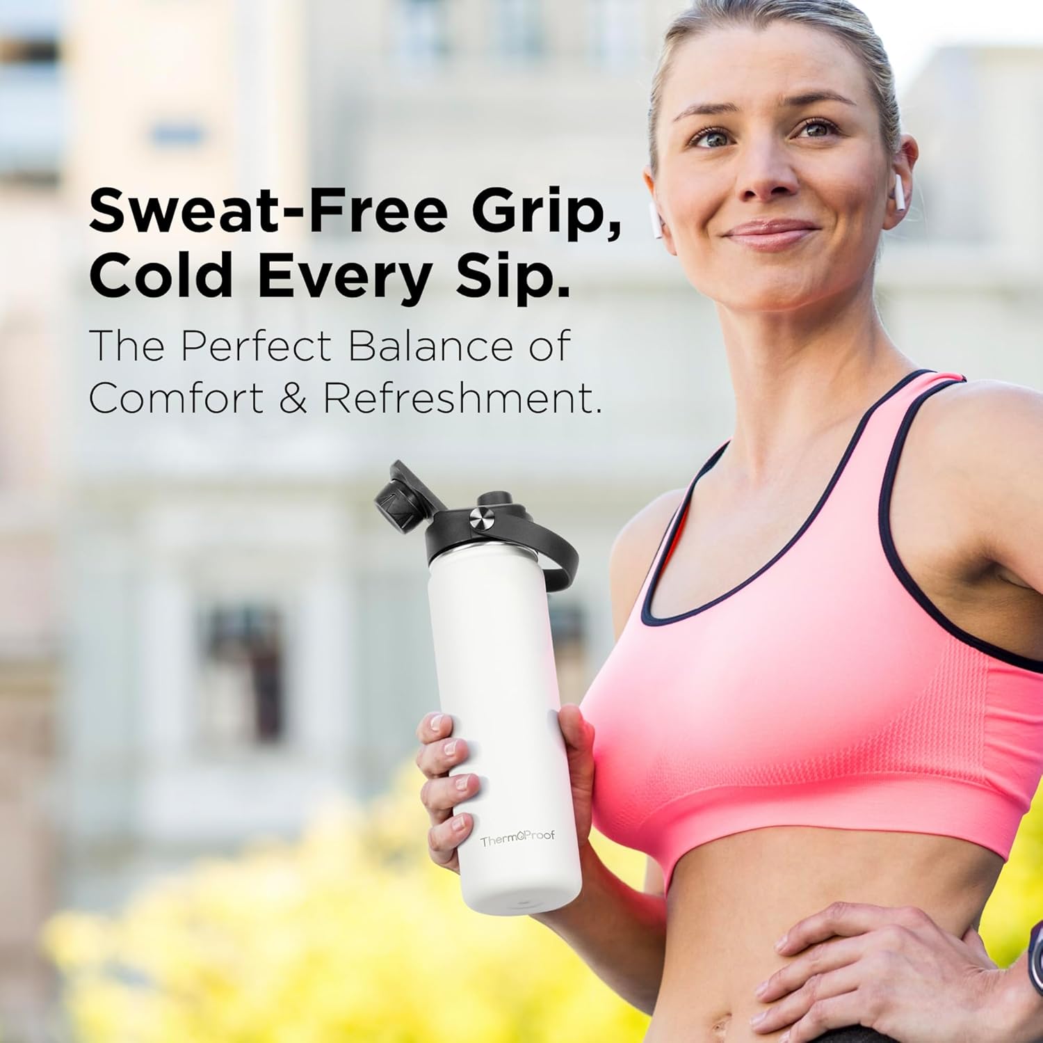 Botella de agua de acero inoxidable con aislamiento térmico y frío, botellas de gimnasio duraderas a prueba de fugas para hombres, mujeres y niños,