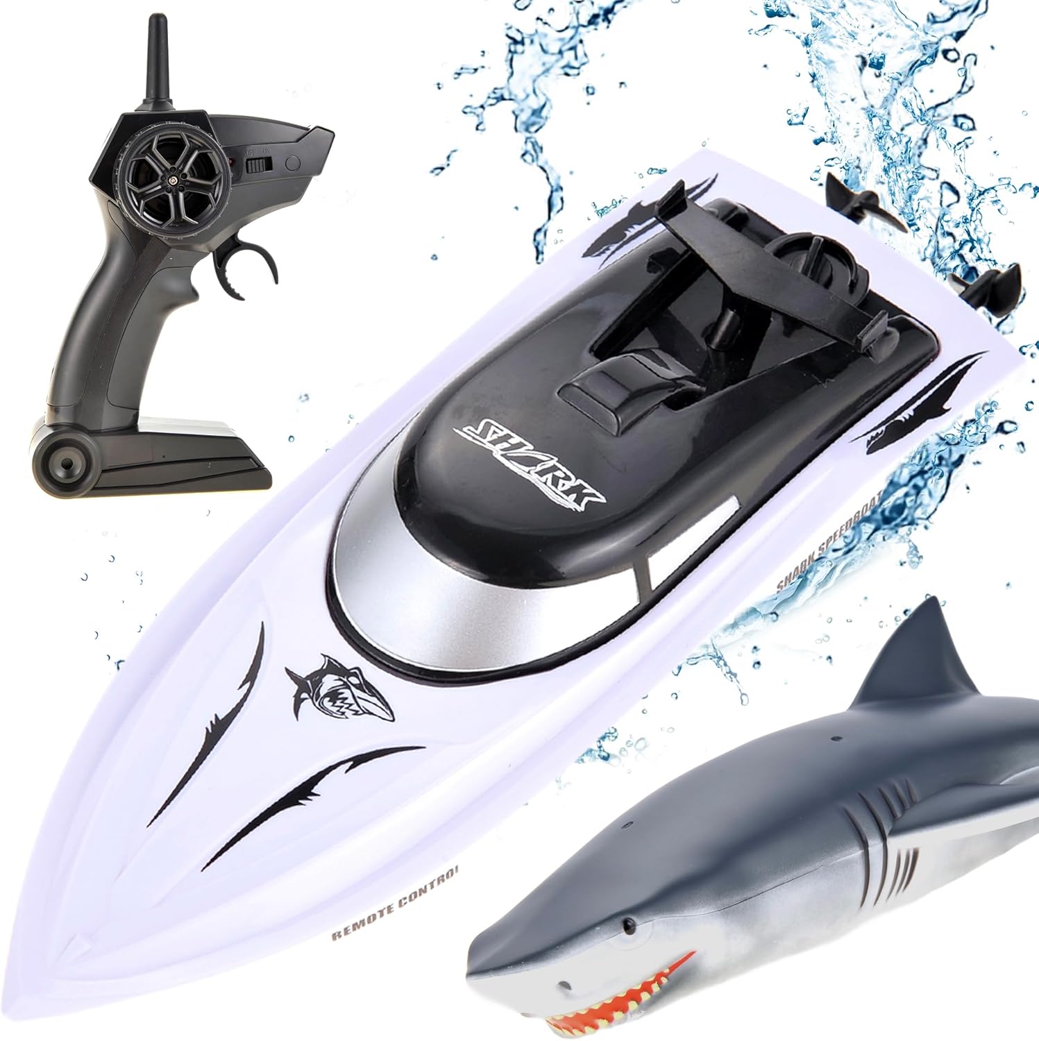 PowerTRC Barco de velocidad de tiburón con control remoto de 2.4 GHz para piscinas y lagos  Viene con batería recargable