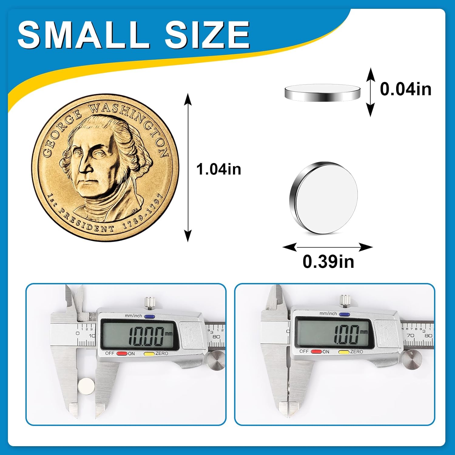 Imanes pequeños, paquete de 150 imanes de neodimio para refrigerador, 0.394 x 0.039 in, imanes de tierras raras para manualidades, pizarra blanca,