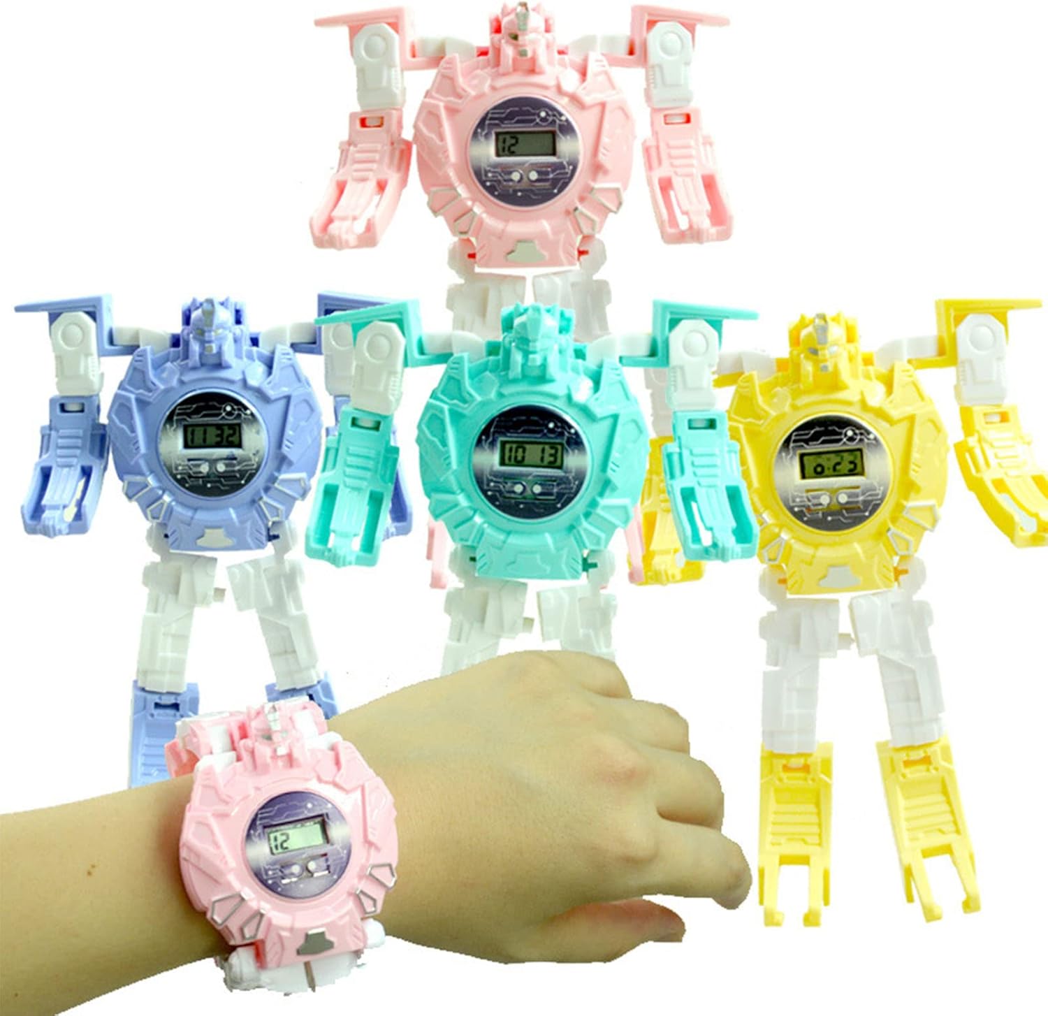 Transformer – Reloj robot de juguete, reloj electrónico transformador, juguetes para niños y niñas de 4, 5, 6, 7, 8 años (azul claro) talla única