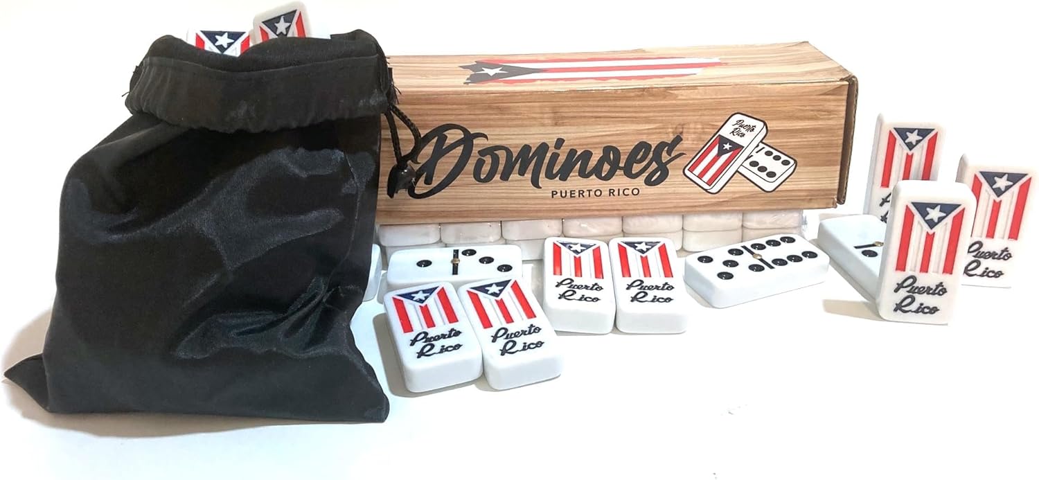 Juego de dominó doble seis de Puerto Rico, calidad premium, patrimonio cultural, 28 azulejos, sin caja, viene con bolsa de viaje, juego de dominó de