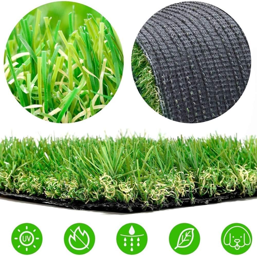 Alfombra de césped artificial realista, para interiores y exteriores, alfombra sintética gruesa para jardín, patio, balcón, paisaje, 3 x 6 pies