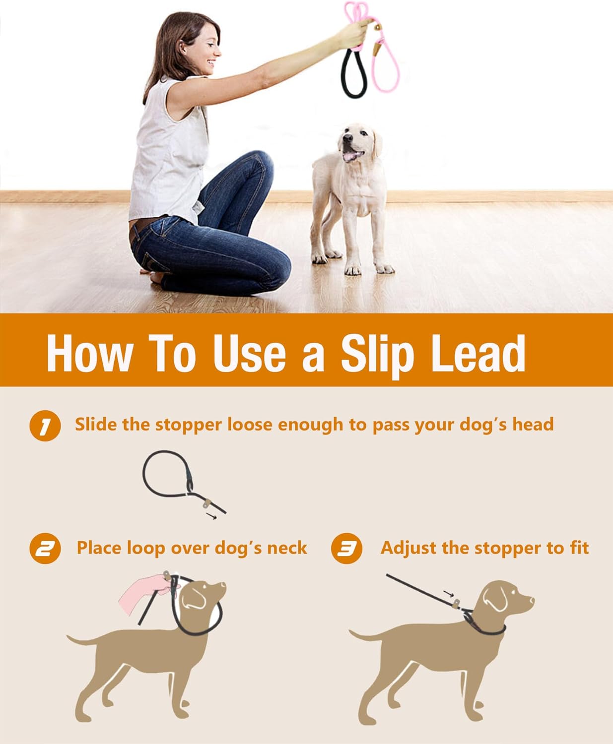 lynxking Paquete de 2 correas antideslizantes para perros de 6 pies, resistentes y trenzadas, correas de entrenamiento para perros medianos, grandes