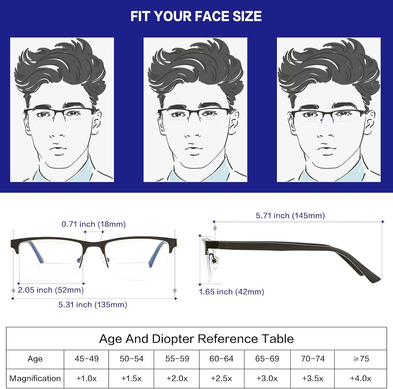 Gafas de lectura bifocales sin línea progresivas multienfoque hombres lector multifocal luz azul computadora marco de metal gafas