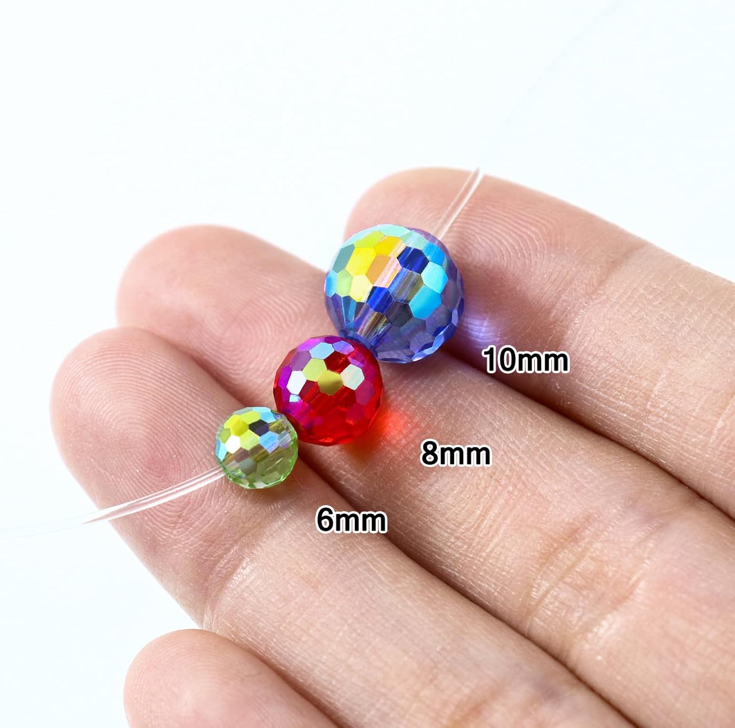 Cuentas de cristal redondas de 0.394 pulgadas para la fabricación de joyas, cuentas de cristal facetadas negras para manualidades, pulseras,