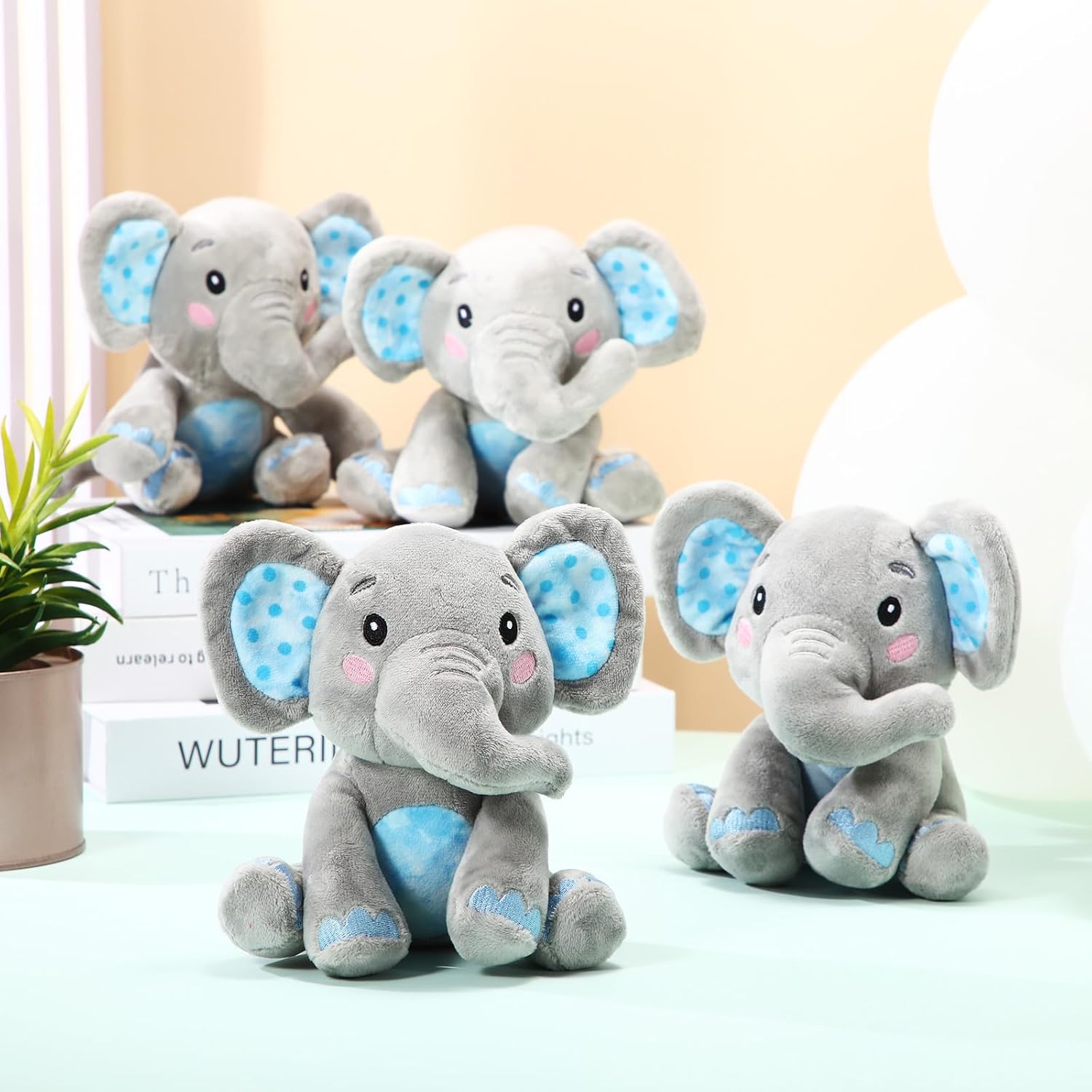 Libima 4 piezas de animales de peluche de elefante pequeño a granel de 6 pulgadas, lindos elefantes de peluche suaves para niños y niñas,