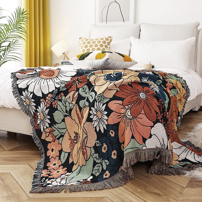 Shesyuki Southwest – Manta decorativa bohemia azteca para sofá, silla, sofá, cama, al aire libre, playa, viajes, 51 x 63 pulgadas