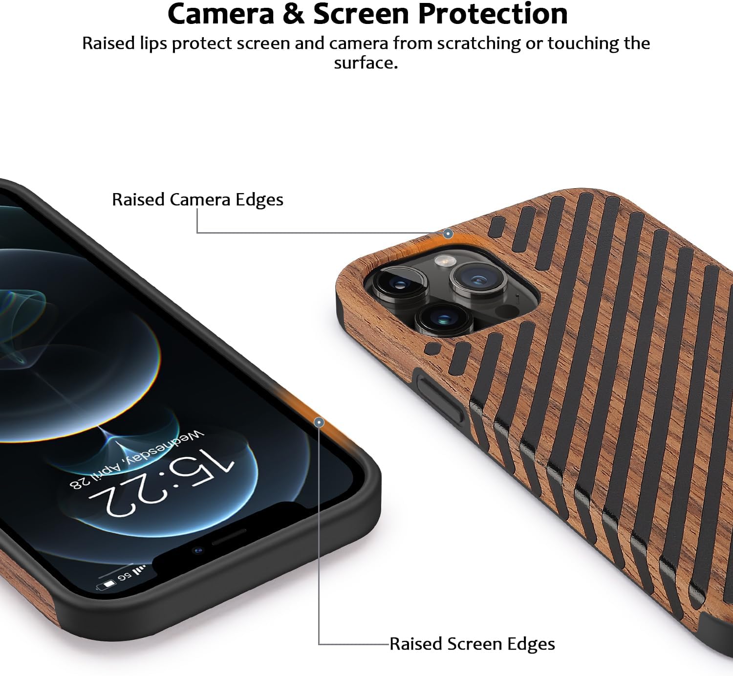 ZZDZZ Funda magnética compatible con iPhone 12 Pro  iPhone 12 compatible con MagSafe diseño de madera y cuero, funda híbrida de TPU a prueba de