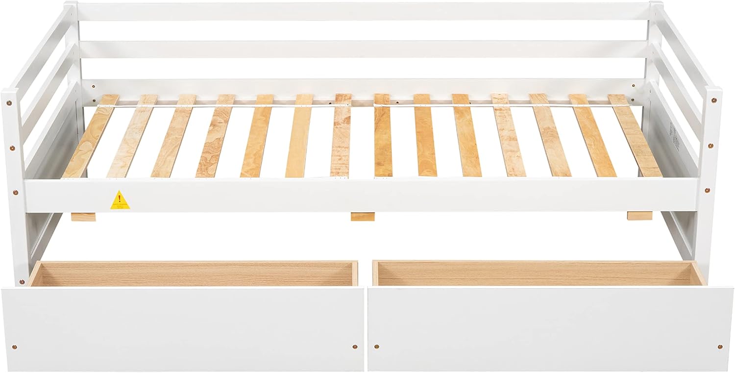 Bellemave Sofá cama individual con dos cajones de almacenamiento, cama individual de madera, marco de sofá cama con cajones de almacenamiento, sofá