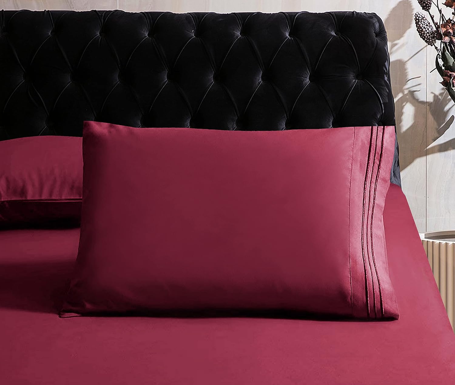 Mocassi Juego de sábanas tamaño Queen, sábanas y fundas de almohada de lujo para hotel de 1800 Premier, sábanas ultrasuaves, transpirables y