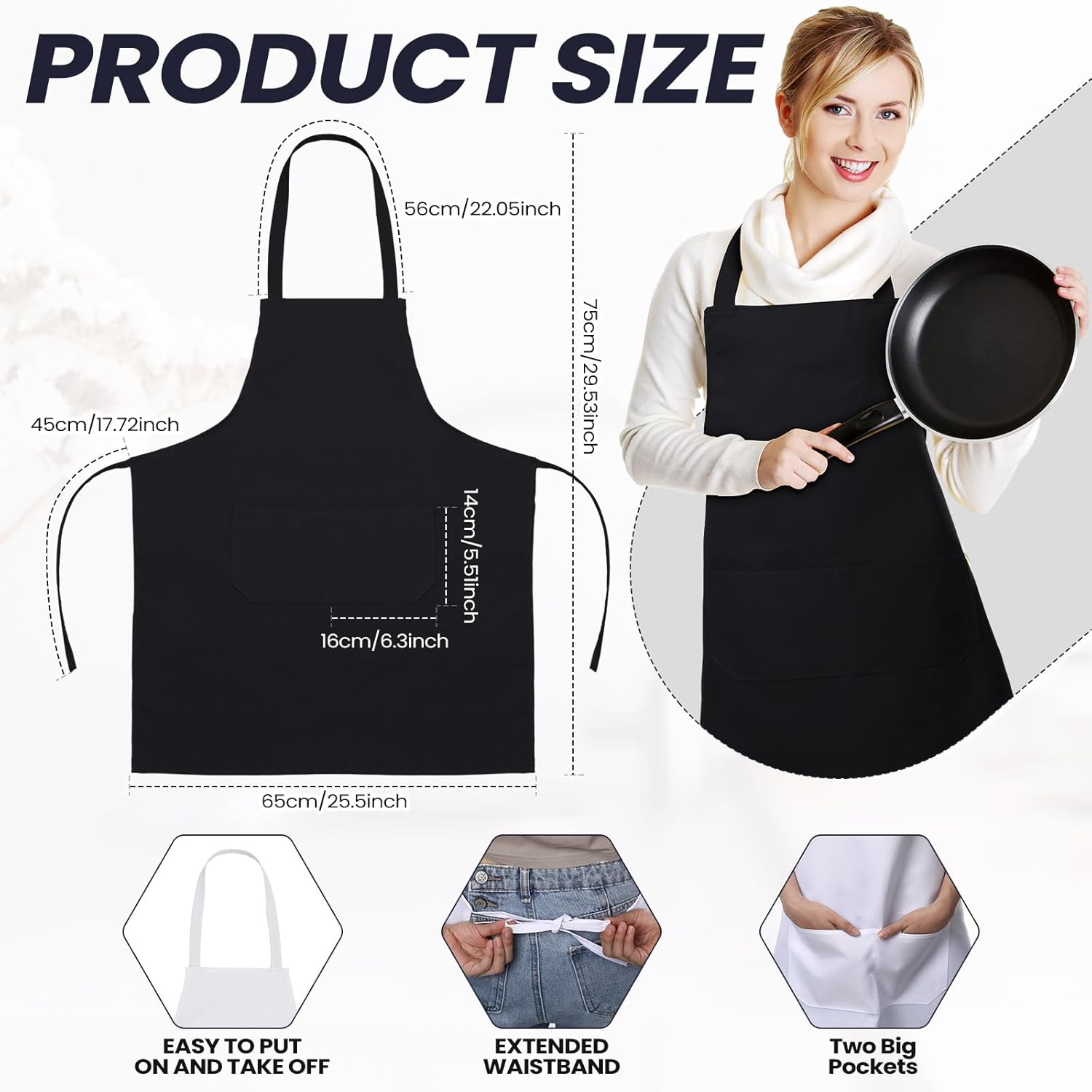 Suhine Paquete de 36 delantales lisos a granel con 2 bolsillos, delantales unisex lavables a máquina, delantales de chef para cocina, restaurante,