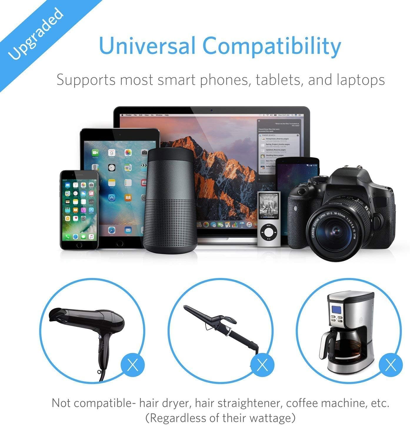 BESTEK – Adaptador de viaje universal convertidor de voltaje de 220 V a 110 V con carga USB de 6 A y 4 puertos, y adaptador de enchufe de Reino