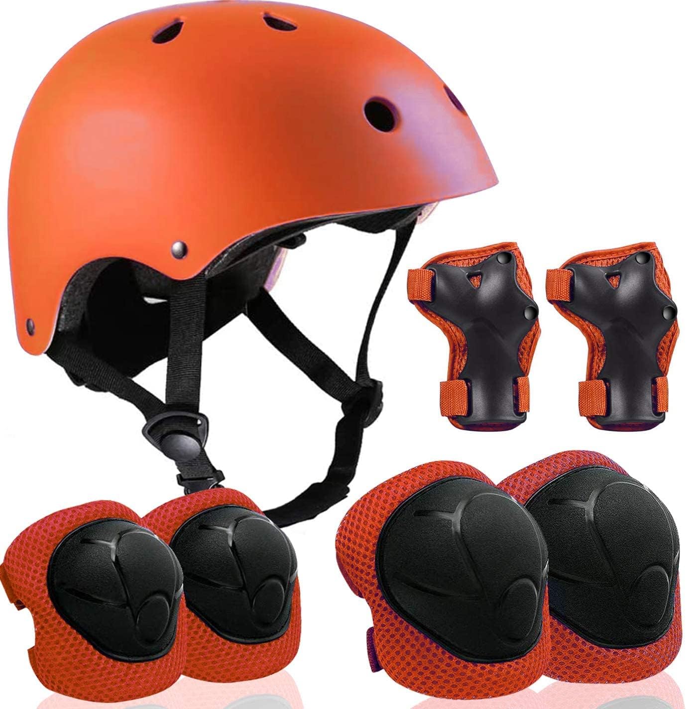 Casco ajustable para niños de 3 a 16 años, equipo de protección con coderas, rodilleras y muñequeras para multideporte, patinaje, bicicleta,