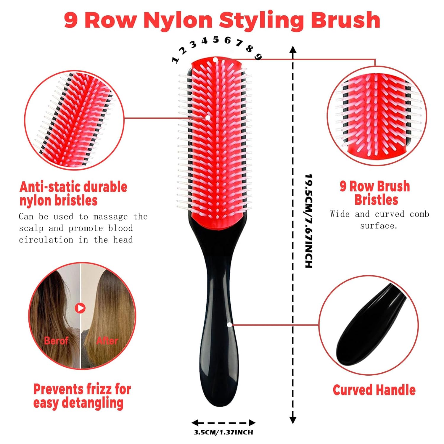 Cepillo desenredante para cabello rizado, cepillo de pelo rizado para mujereshombresniños, juego de cepillos desenredantes para cabello natural