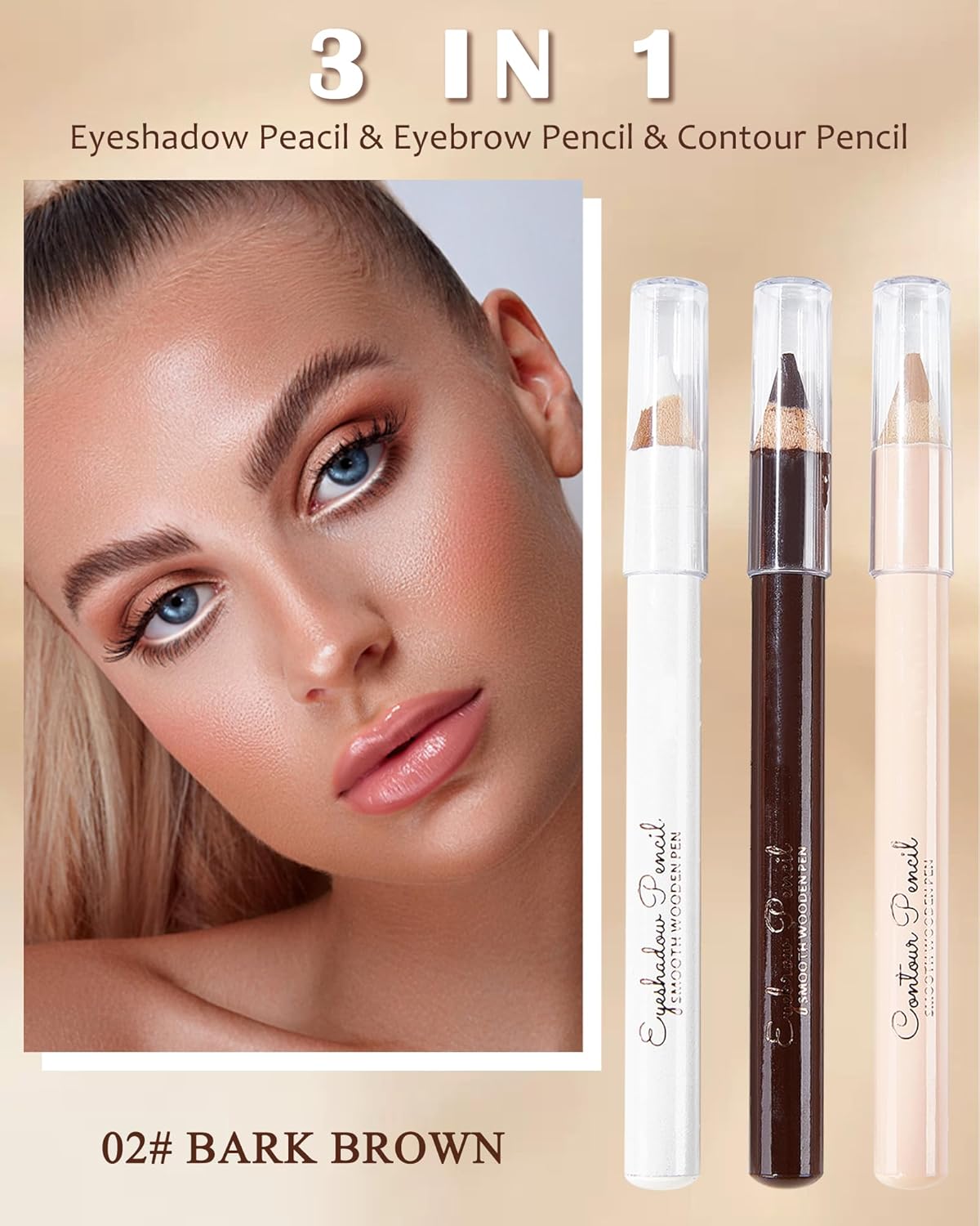Lápiz de cejas para realzar las cejas, juego de 3 lápices de maquillaje de ojos impermeables de larga duración, lápiz de maquillaje de ojos,