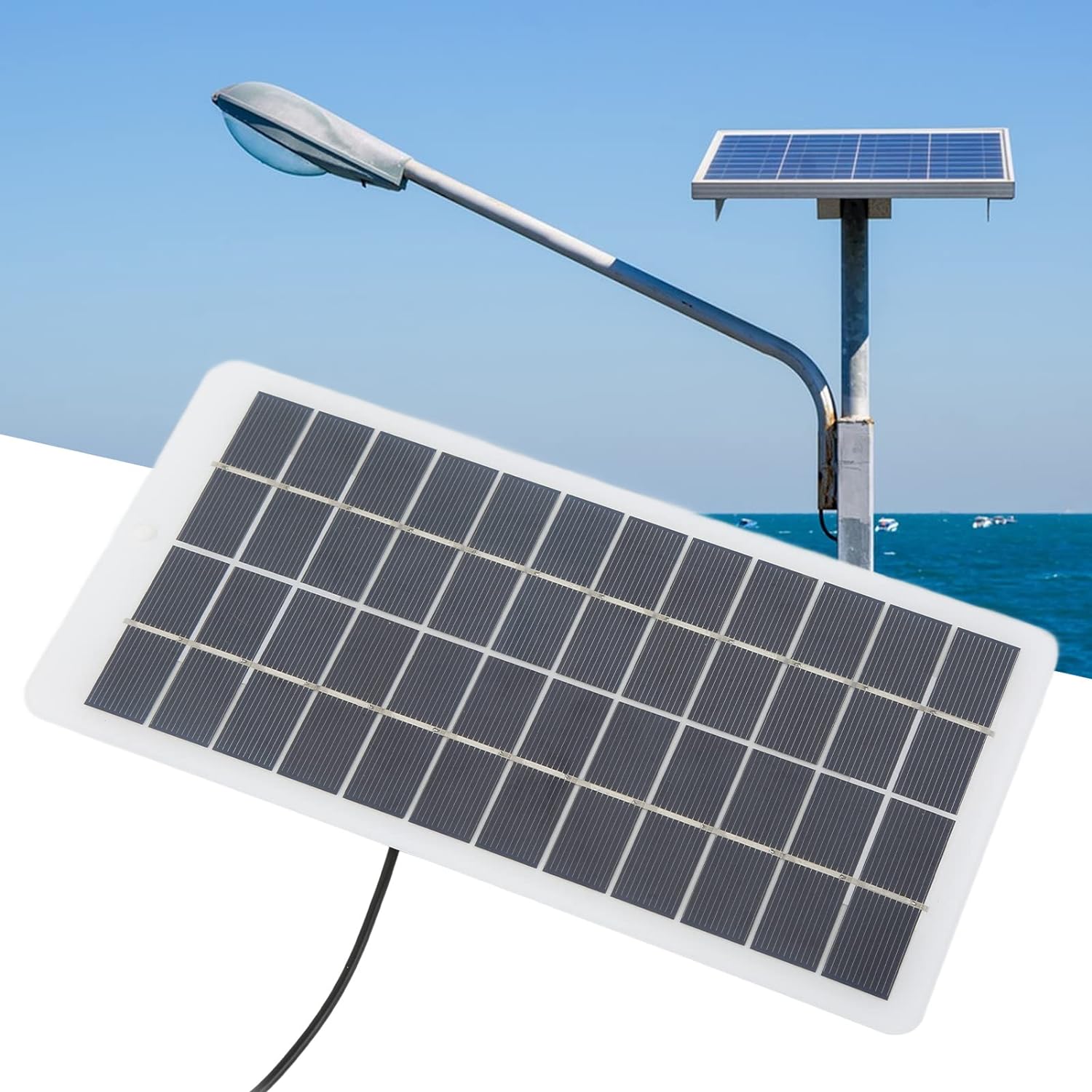 Panel solar, alta tasa de conversión portátil de 12 V de silicona policristalina de carga de panel solar, kit de panel solar para luces de
