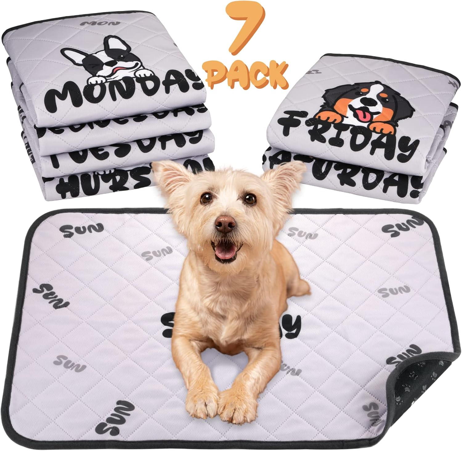 Paquete de 7 almohadillas lavables para orina de perros, almohadillas reutilizables para orina de perro, antideslizantes, impermeables, almohadillas