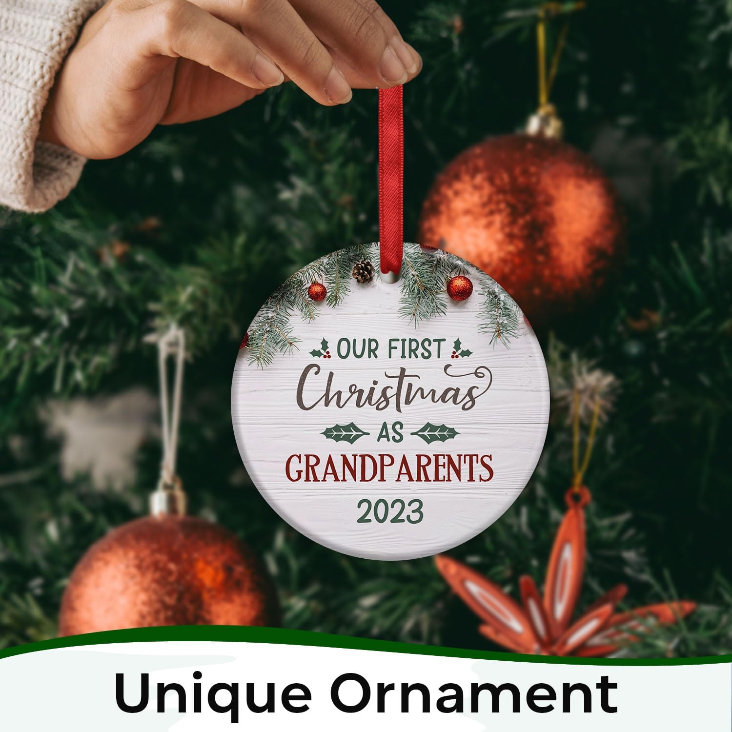 Adorno de Our First Christmas As Grandparents 2023, para abuelos, abuelos, abuelos, regalos para abuelos por primera vez, regalo para abuelos por