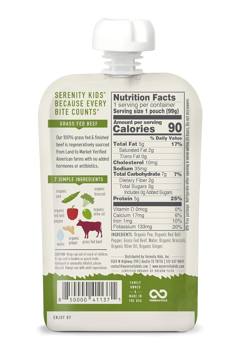 Serenity Kids Paquete de 6 meses de muestras de proteínas para alimentos para bebés  Carne de res, bisonte, pollo, pavo, salmón (20 unidades)