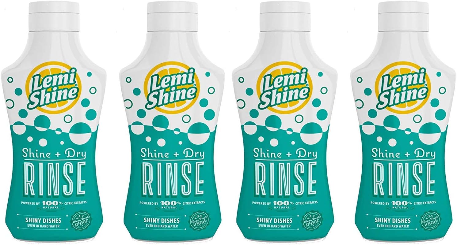 Lemi Shine, Shine + Dry Rinse Aid, ayuda de enjuague natural, alimentado por extractos cítricos 100% naturales para platos secos impecables +