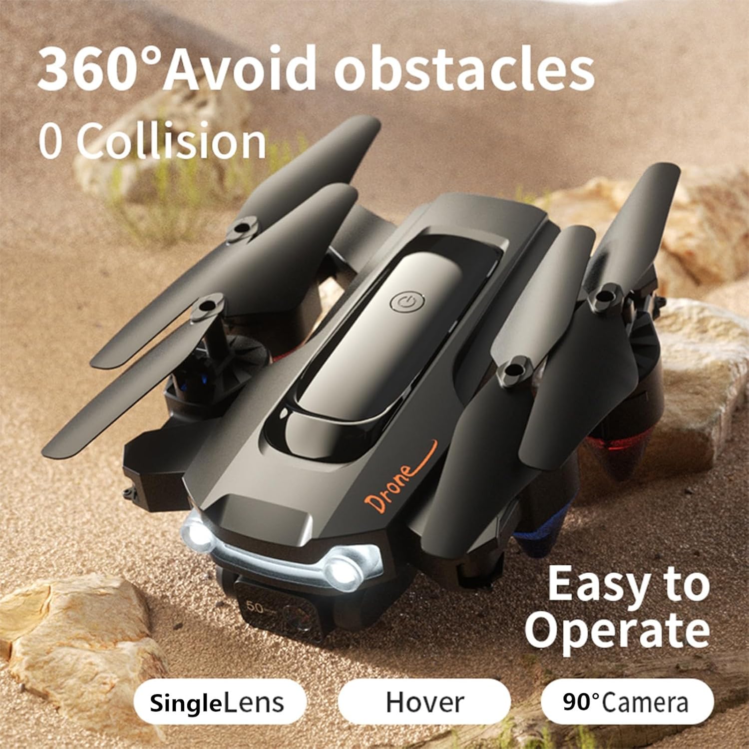 Gbsell Dron con cámara doble Fpv HD de 1080p con motor sin escobillas, mosca circular, modo de retención de altitud sin cabeza, ajuste de velocidad