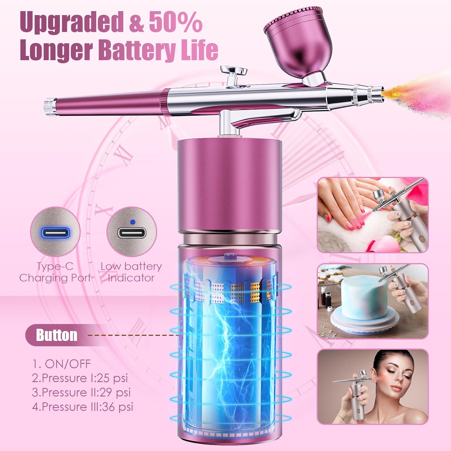 Airbrush-Kit – Cepillo de aire inalámbrico de alta presión con compresor – Aerógrafo para uñas Mini recargable de mano aerógrafo máquina para
