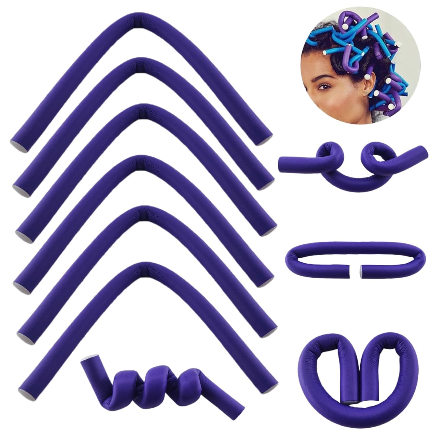 10 rizadores flexibles, rizadores de espuma suave, espuma suave, sin calor, adecuado para cabello natural, adecuado para peinados cortos, medianos y