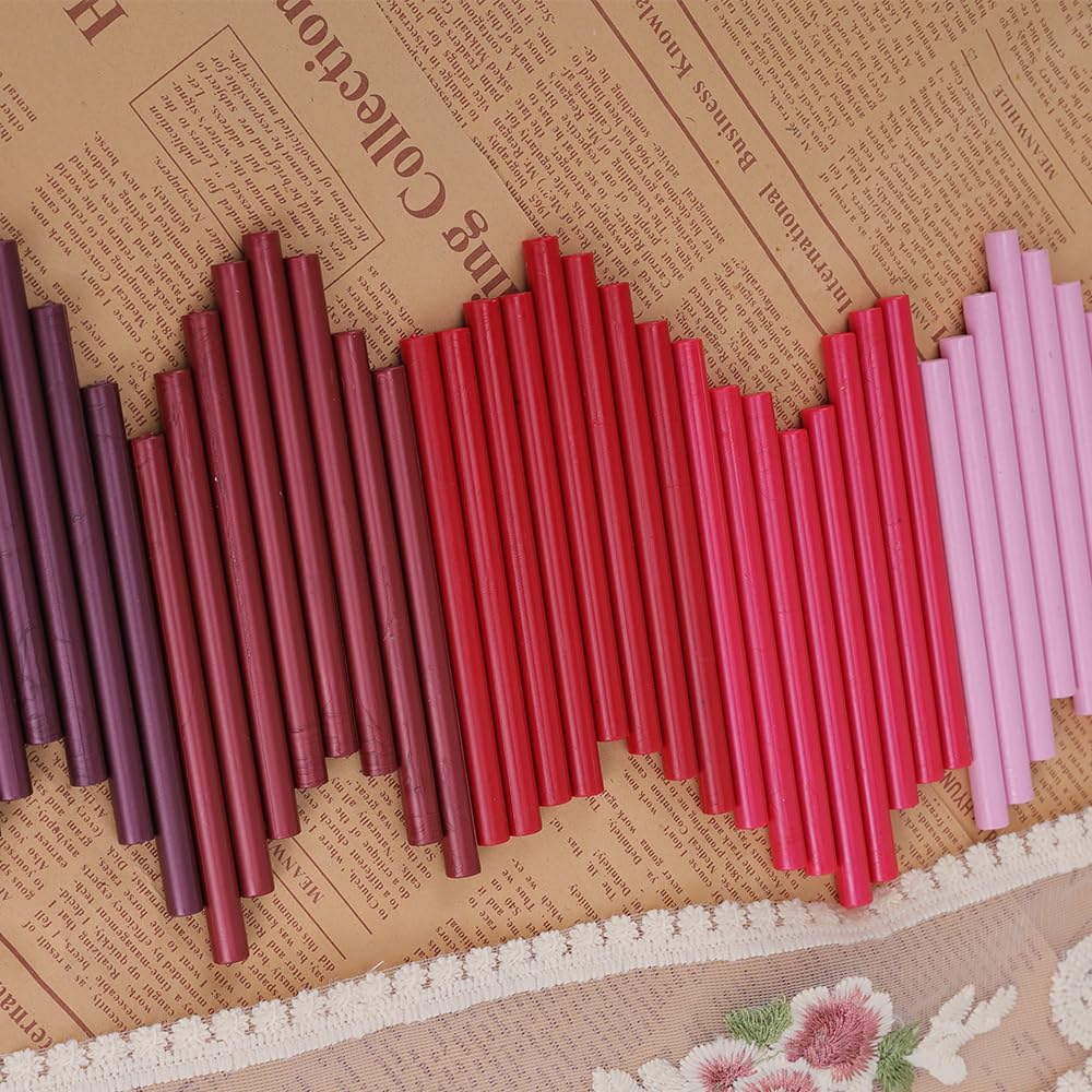 STAMPMASTER – Varillas de cera de sellado de color rojo profundo para sello de cera, 20 varillas de cera para pistola de cera para invitaciones de