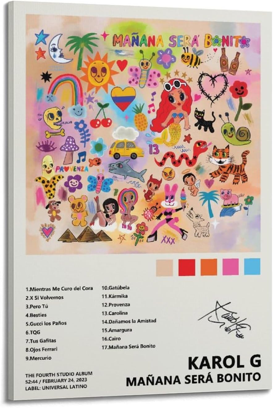 Karol G Mañana Será Bonito póster para estética de habitación, póster de arte en lienzo, impresión artística moderna para dormitorio familiar,