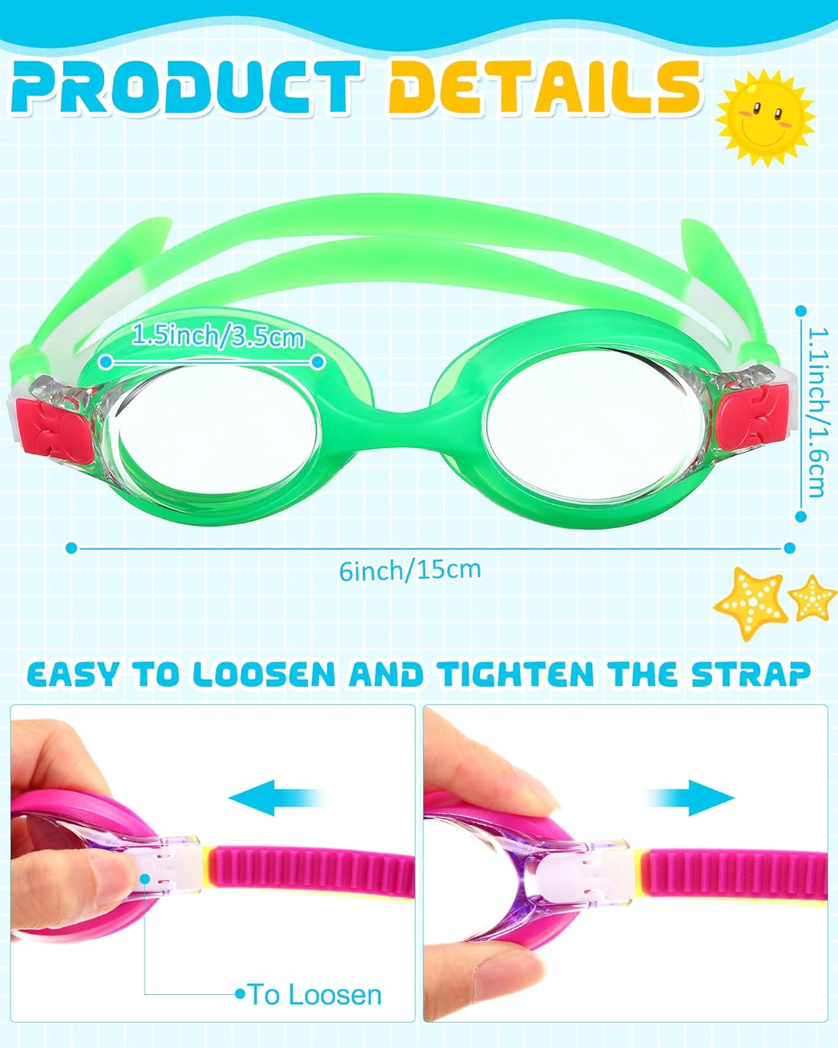 Hoteam Gafas de natación para niños de 4 a 9 años, gafas de natación de visión amplia, antivaho con estuches para niños y niñas