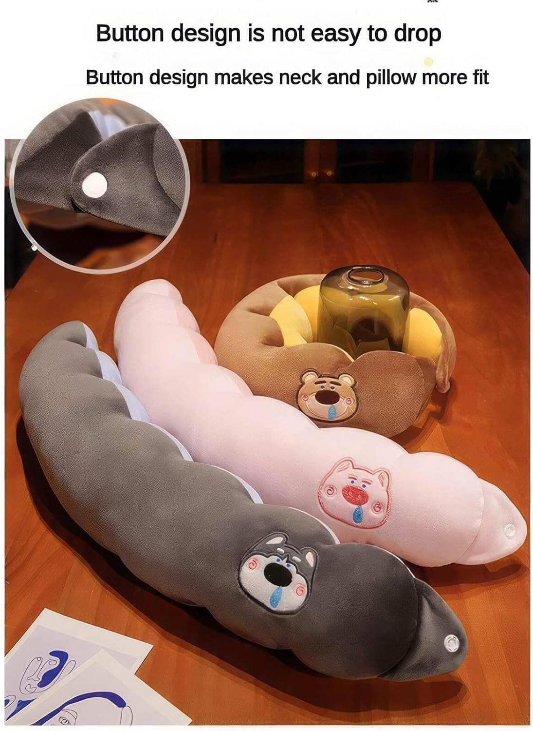 SKYBAT Cartoon Caterpillar U-Shaped Travel PillowAlmohada de Cuello de algodón – Comfort and Support for Neck Relief (Color  E, Size  28cmX26cm)