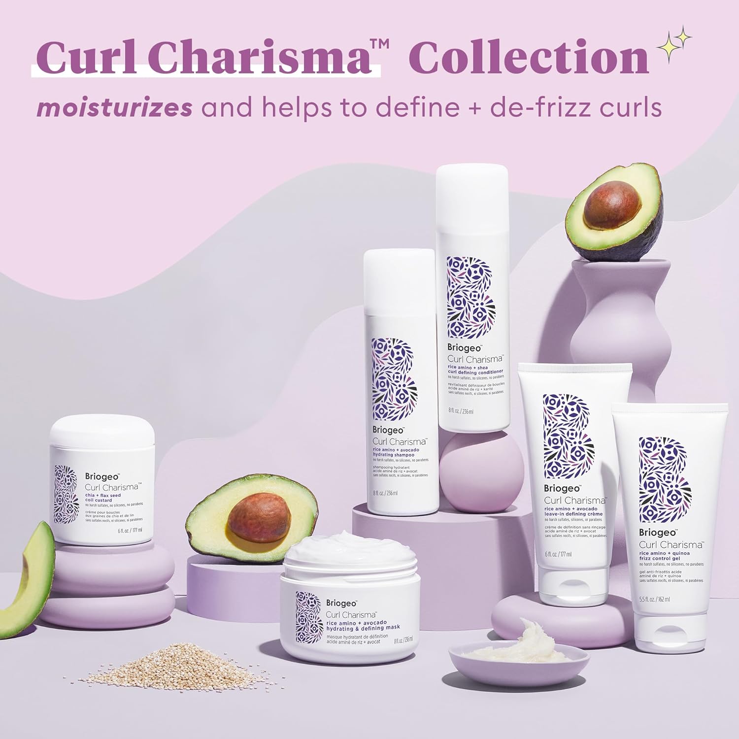 Briogeo Curl Charisma Champú hidratante, define e hidrata el cabello ondulado, rizado y rizado, vegano, sin falatos ni parabenos, 2 onzas