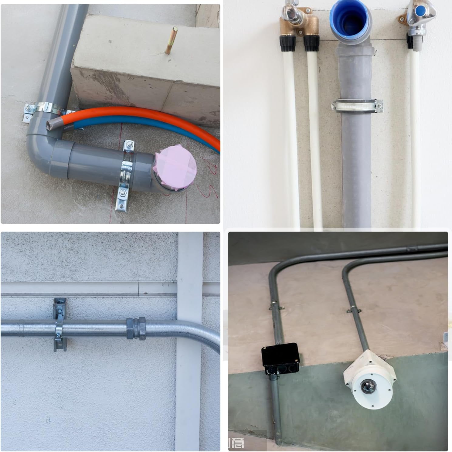 25 correas de tubo rígido de acero inoxidable M12 304 con dos agujeros, abrazaderas de tubo, soporte de tubería resistente para instalación de
