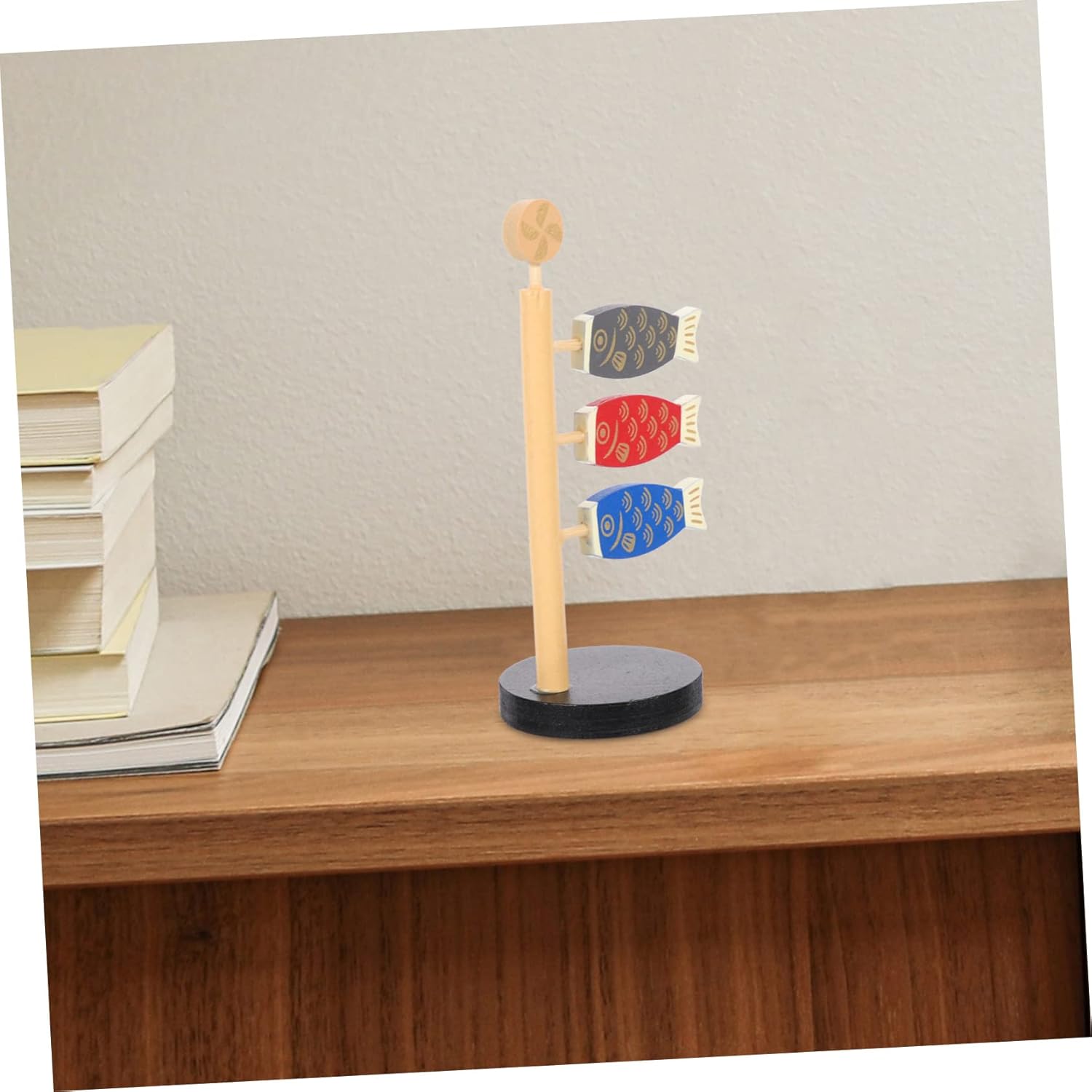 ABOOFAN Decoración de serpentina de carpa, 3 uds. Cosas lindas de carpa japonesa, soporte de madera para colocar estantería, decoración de barra de