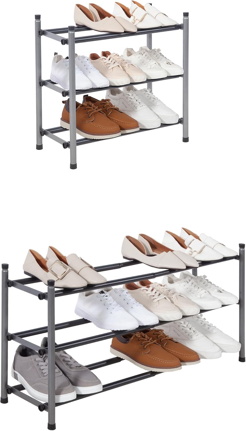 STORAGE MANIAC Zapatero expandible, zapatero apilable para armario, organizador de zapatos pequeño para entrada, zapatero ajustable para garaje,