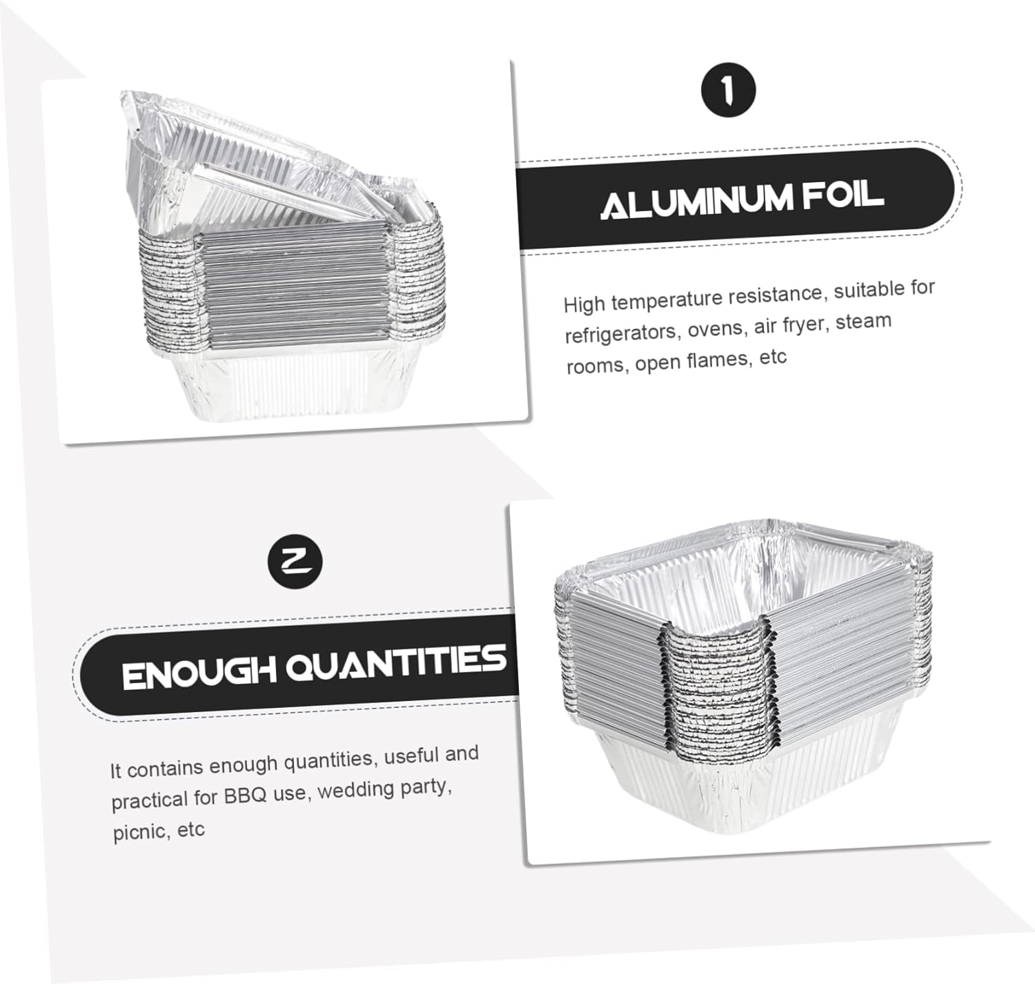 Yardwe 30 cajas de papel de aluminio para tartas desechables para tartas, sartenes de aluminio, mesa de vapor, sartenes profundas, sartenes de