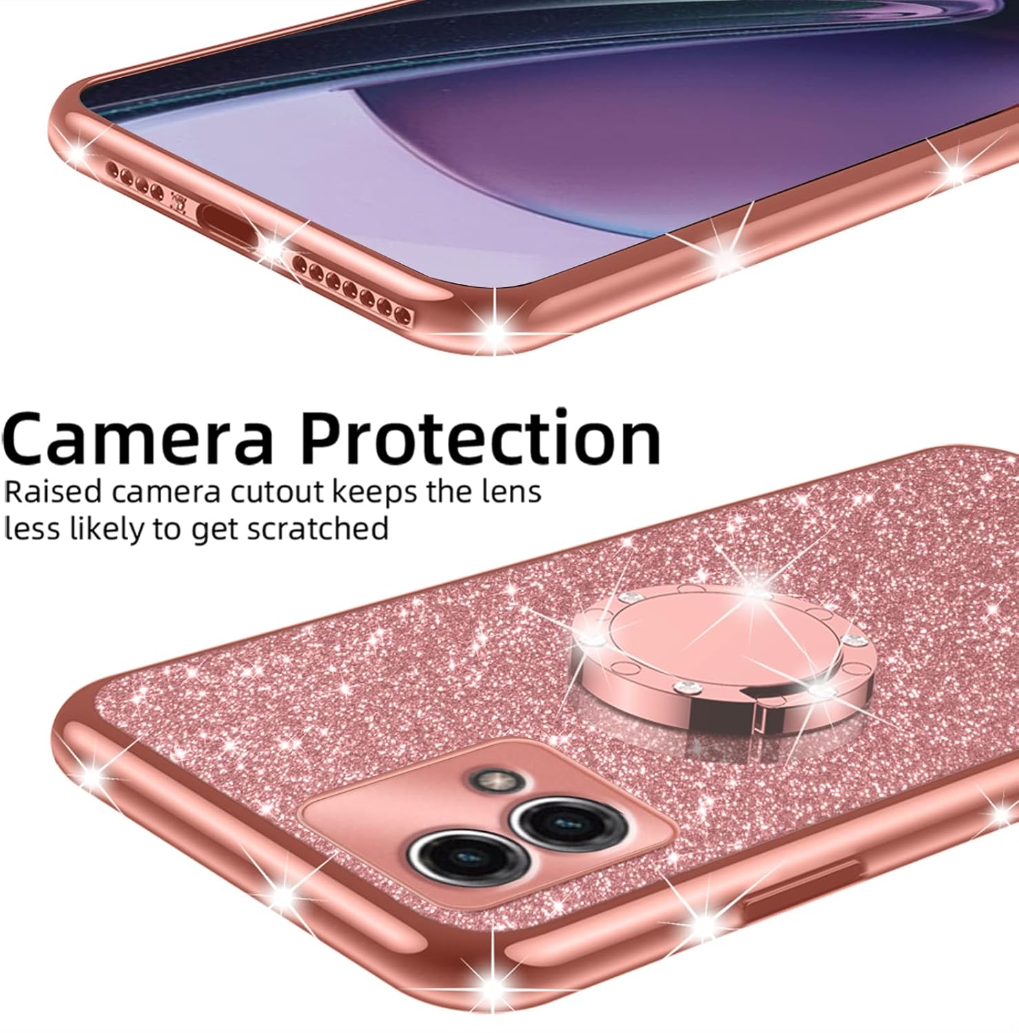 nancheng Funda para Motorola G Stylus 5G 2023 (no 4G), funda de teléfono para Moto G Stylus 5G 2023 con purpurina, bonita funda transparente de