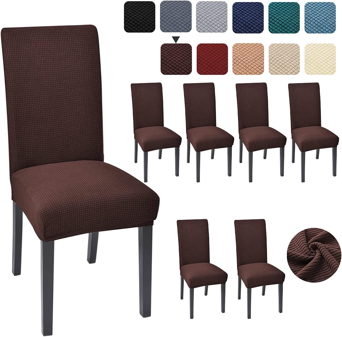 Paquete de 6 fundas para sillas de comedor y cocina, fundas para sillas Parsons para comedor, cocina, fundas para sillas de comedor, color chocolate