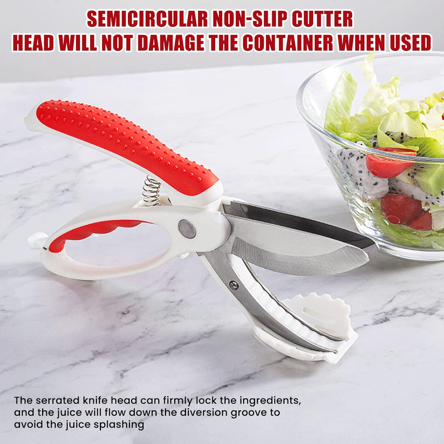 NASHARIA Tijeras de ensalada Tijeras de hierbas Picador de ensalada de cocina resistente Tijeras de ensalada de cocina Multifuncional de doble hoja