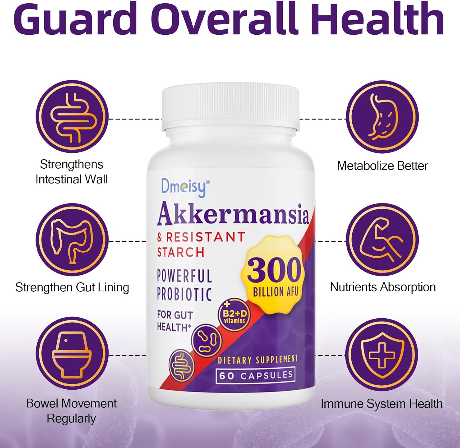 300 mil millones de AFU Akkermansia Muciniphila – Probióticos vivos Akkermansia para hombres y mujeres, para GLP-1, digestivo, intestino, inmune y