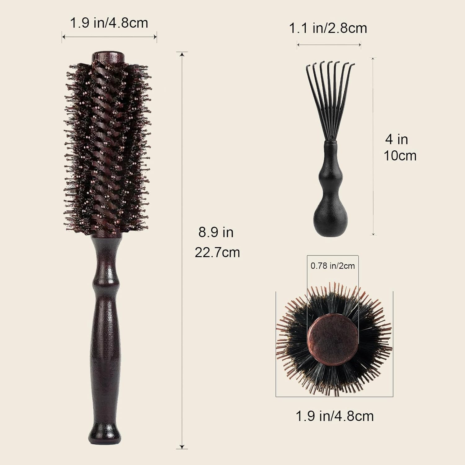 Cepillo de pelo natural de cerdas de jabalí para cabello grueso, rizado, fino, largo, corto, húmedo o seco, desenreda, masaje para añadir brillo