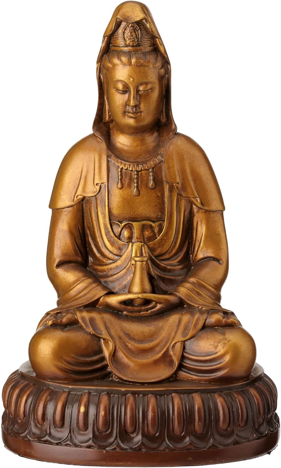 Veronese Design 5 12 pulgadas de alto Guanyin Lotus Meditación Pacífica Estatua Resina Acabado pintado a mano