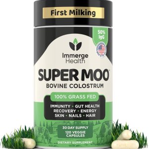 Calostro bovino alimentado con pasto Super Moo – 120 cápsulas – Salud intestinal, recuperación muscular, energía, cabello, piel y suplemento Calostro bovino alimentado con pasto Super Moo – 120 cápsulas – Salud intestinal, recuperación muscular, energía, cabello, piel y suplemento