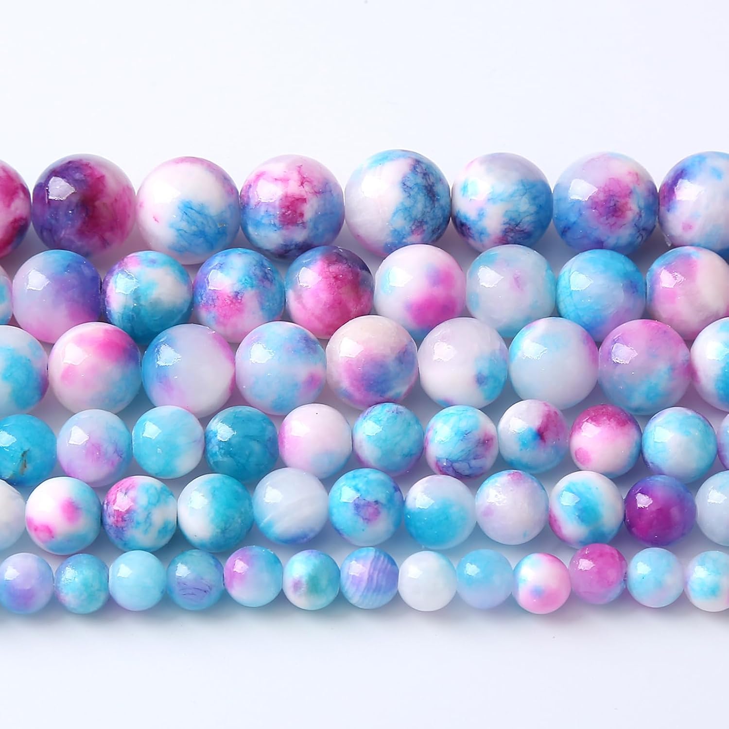 38 cuentas sueltas de jade persa rosa azul de 0.394 in para hacer joyas, pulseras y collares