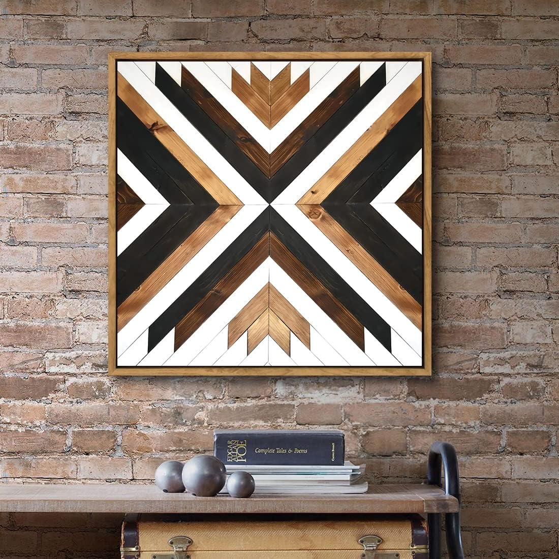 Loomarte Lienzo decorativo para pared, diseño abstracto, rústico, negro, blanco y marrón, paneles de madera, pintura retro vintage, impresión de