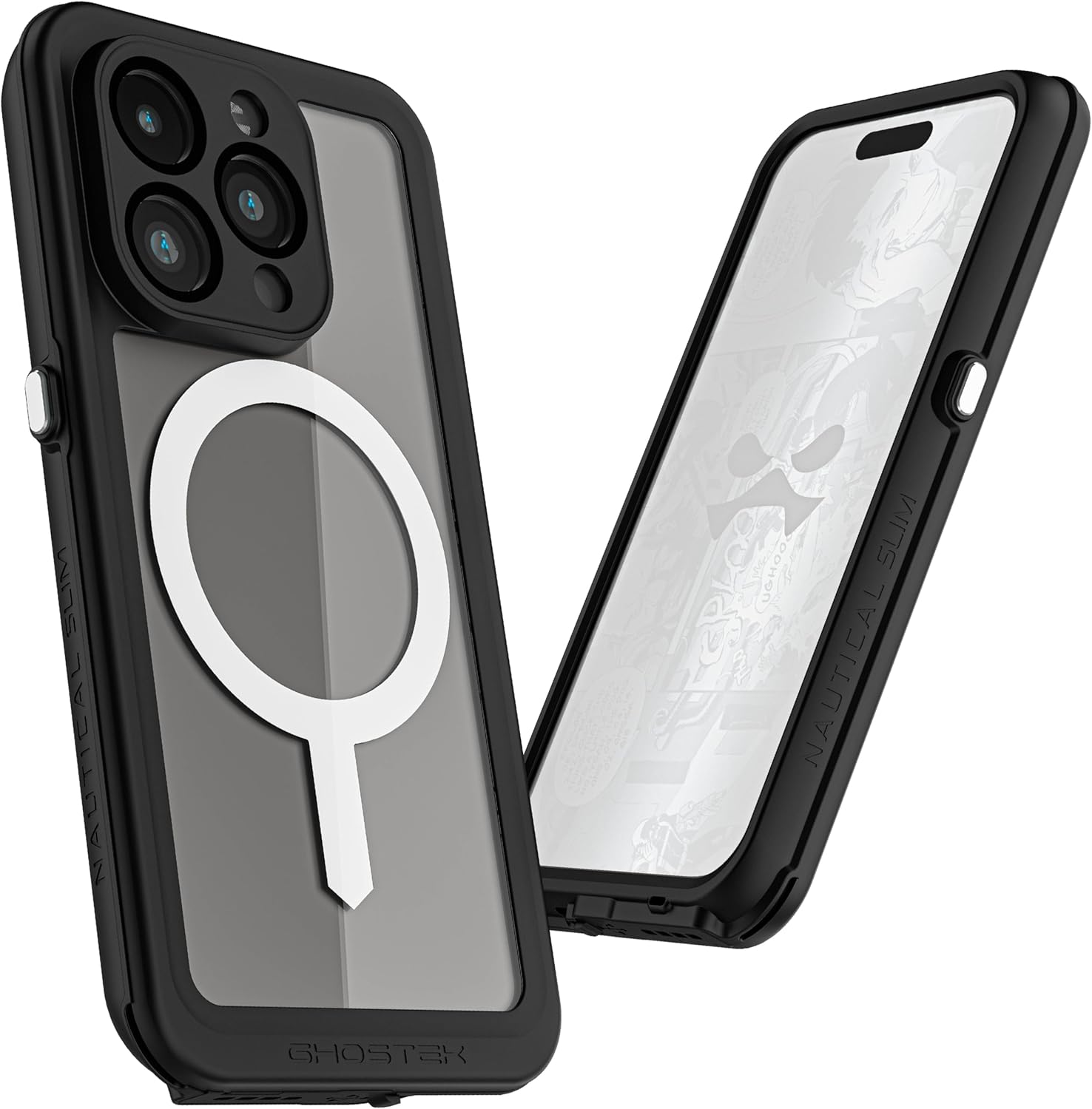 Ghostek Nautical – Funda delgada impermeable para Apple iPhone 15 Pro, protector de pantalla y lente de cámara integrado, compatible con MagSafe
